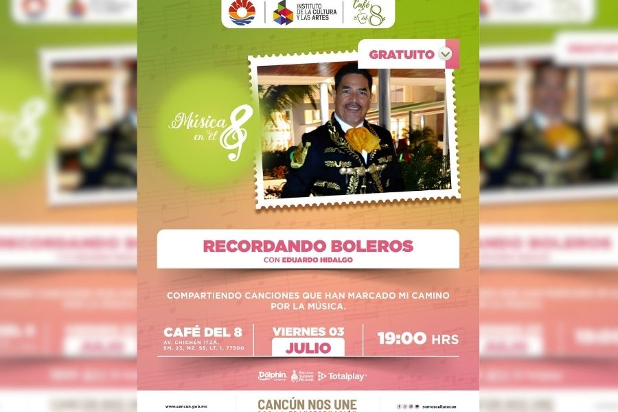 Eduardo Hidalgo ofrecerá concierto de boleros gratis en Cancún este 3 de julio