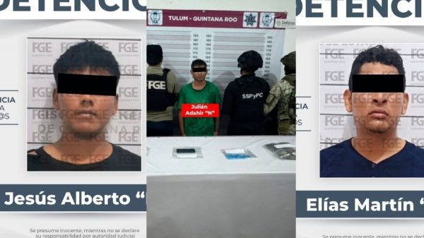 Capturan a tres presuntos narcomenudistas en Tulum con diversas drogas