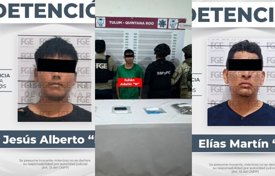 Capturan a tres presuntos narcomenudistas en Tulum con diversas drogas