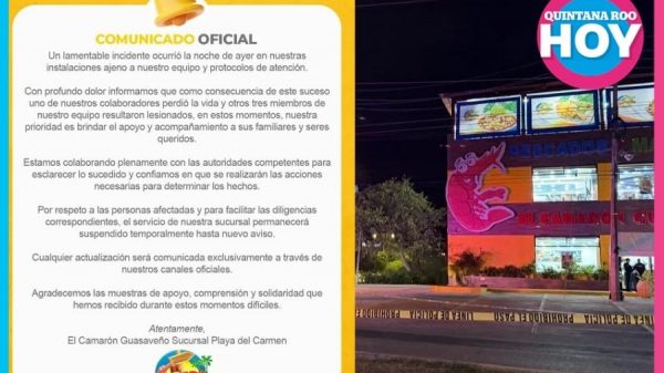 Cierran Camarón Guasaveño tras ataque armado en Playa del Carmen