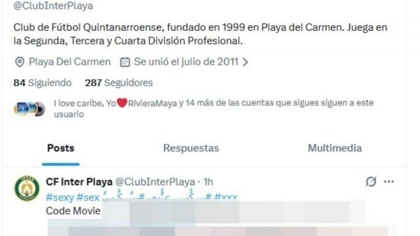 Hackean cuenta del Inter Playa del Carmen y difunden contenido explícito