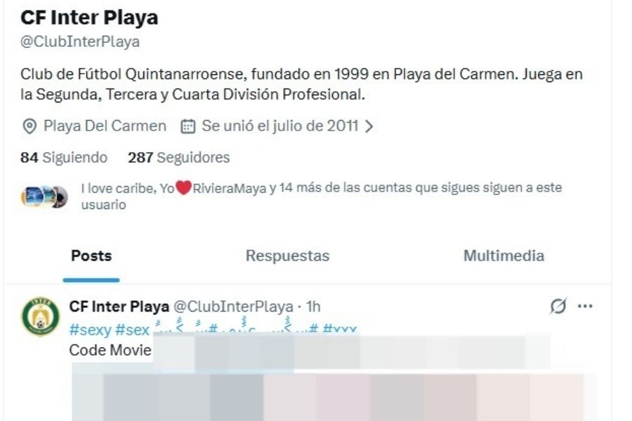 Hackean cuenta del Inter Playa del Carmen y difunden contenido explícito
