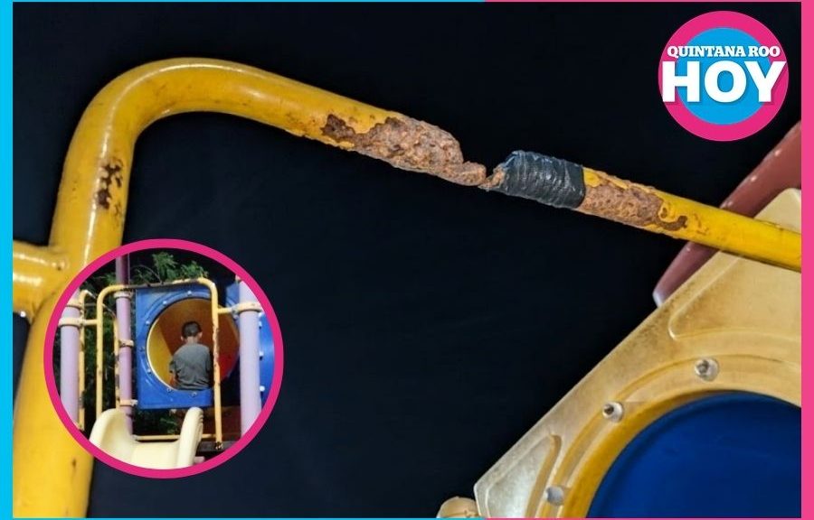 Niños juegan entre estructuras deterioradas en parque de Chetumal