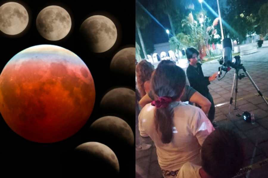 Jóvenes de FCP observan eclipse lunar con telescopios
