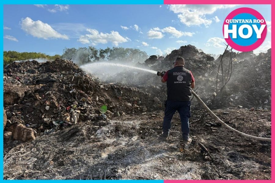 Incendio en basurero municipal Felipe Carrillo Puerto avanza a 60% de liquidación