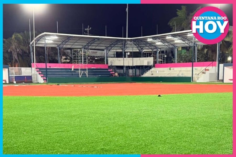 Campo de beisbol infantil en Isla Mujeres listo tras remodelación