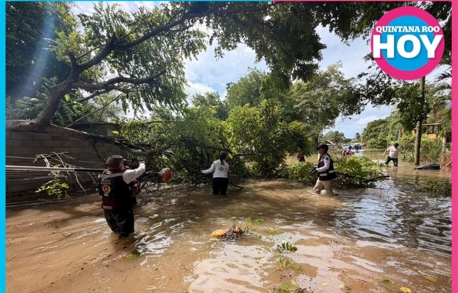 Lluvias en Bacalar dejan afectaciones y en Chetumal encharcamientos