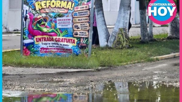 Vecinos de Chetumal bautizan “Laguna Reforma” a charco