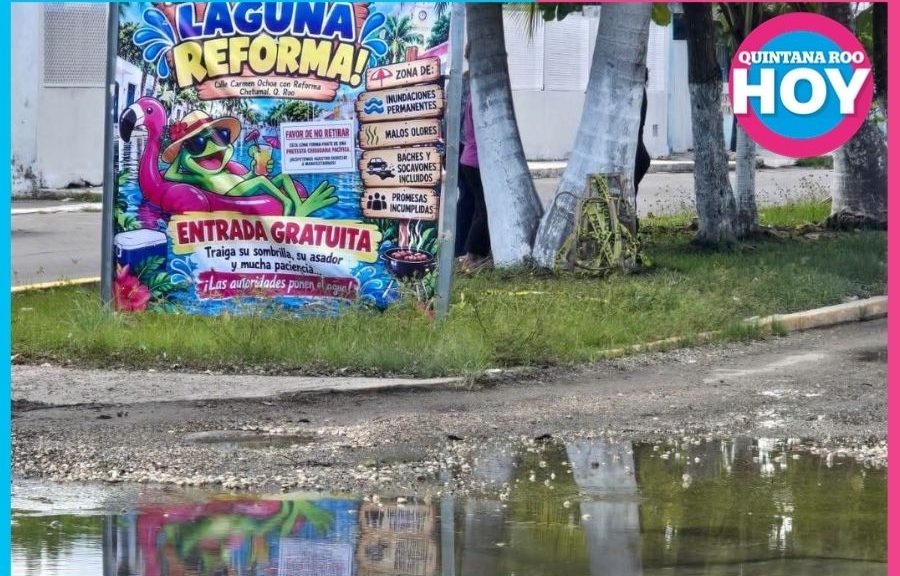 Vecinos de Chetumal bautizan “Laguna Reforma” a charco