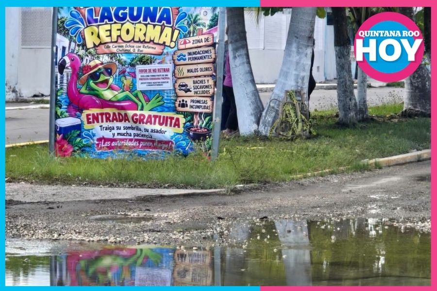 Vecinos de Chetumal bautizan “Laguna Reforma” a charco