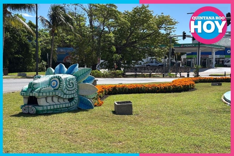 Decoran la Fuente de Kukulcán en Cancún por el Día de Muertos