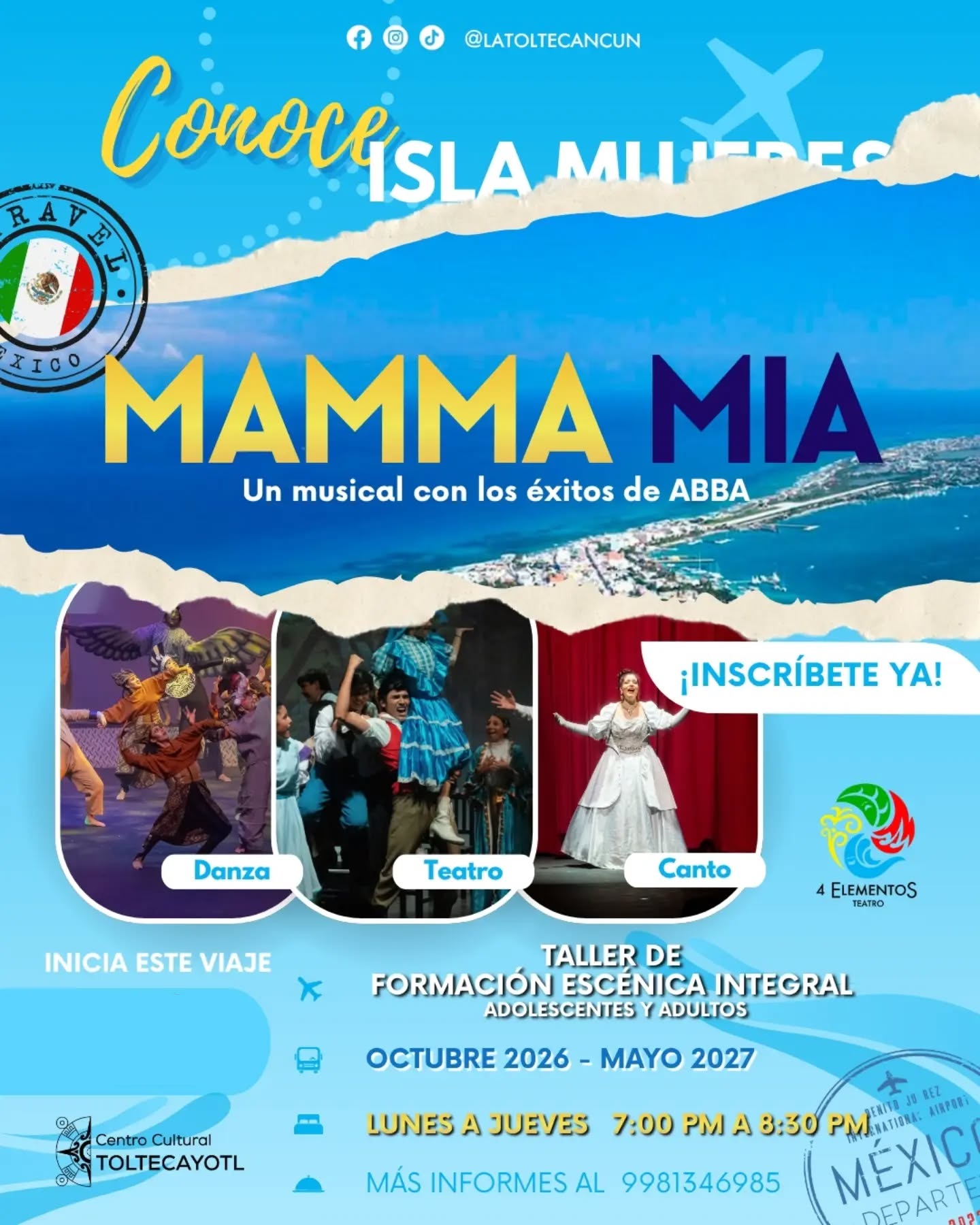 Abren clases gratuitas de teatro musical con “Mamma Mia” en Cancún